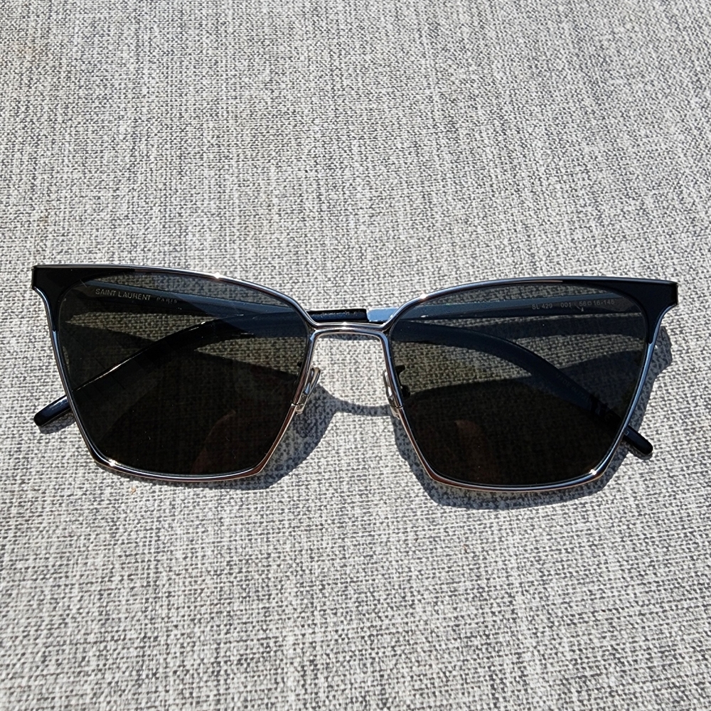 NWOT Saint Laurent SL 429 Sunglasses - Black/Silver - Picture 2 of 7